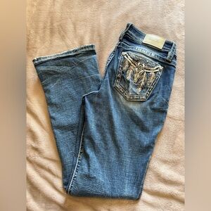 Miss Me Curvy Blue Boot Cut Jeans with Embellished Pockets